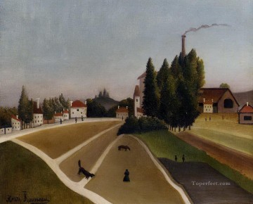 impressionism landscape Painting - landscape with factory 1906 Henri Rousseau Post Impressionism Naive Primitivism